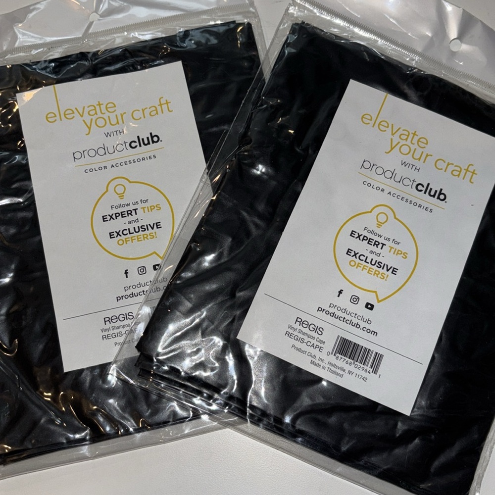 Regis Corp vinyl shampoo hair color cape 2 pk Bundle Black 54”X36” NWT